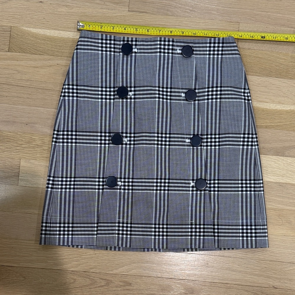 LOFT Black and White Checkered Mini Skirt